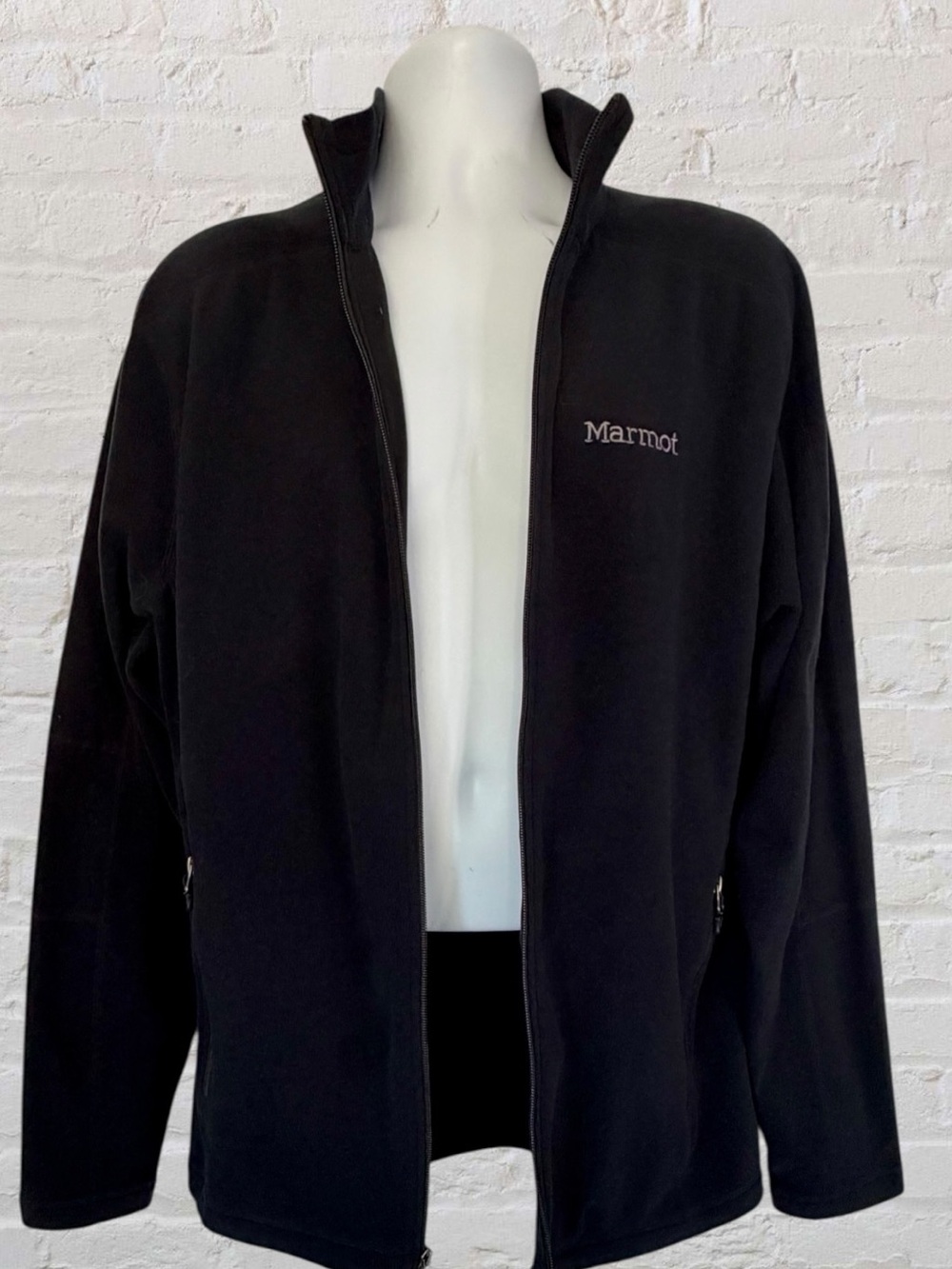 Marmot Black Full Zip Fleece Jacket Men’s Large Zip Pockets Outdoor - Picture 3 of 11